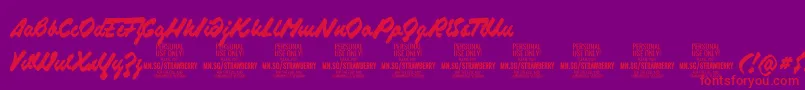 フォントStrawberryscriptPersonalUse – 紫の背景に赤い文字