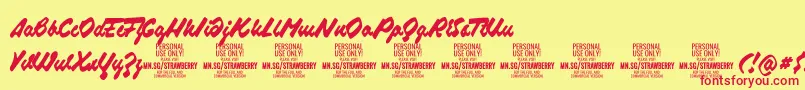 StrawberryscriptPersonalUse Font – Red Fonts on Yellow Background