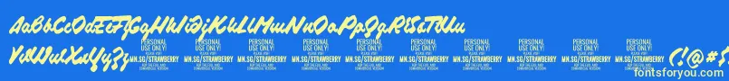 StrawberryscriptPersonalUse Font – Yellow Fonts on Blue Background