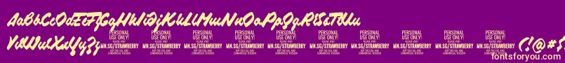 Weitere Informationen zur StrawberryscriptPersonalUse-Schriftart StrawberryscriptPersonalUse-Schriftart – Gelbe Schriften auf violettem Hintergrund