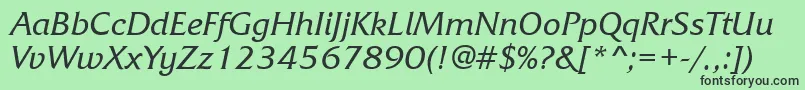 Czcionka Frq56C – czarne czcionki na zielonym tle