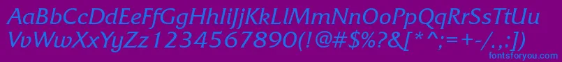 Frq56C Font – Blue Fonts on Purple Background