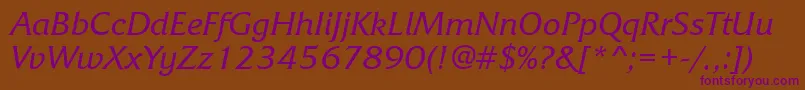 Frq56C Font – Purple Fonts on Brown Background