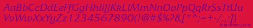 Frq56C Font – Purple Fonts on Red Background