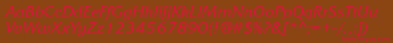 フォントFrq56C – 赤い文字が茶色の背景にあります。