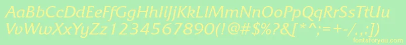 フォントFrq56C – 黄色の文字が緑の背景にあります