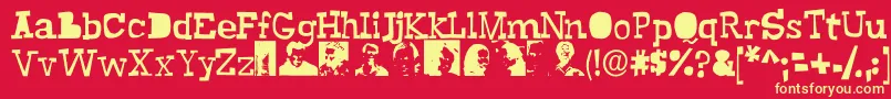 フォントBuscemi – 黄色の文字、赤い背景
