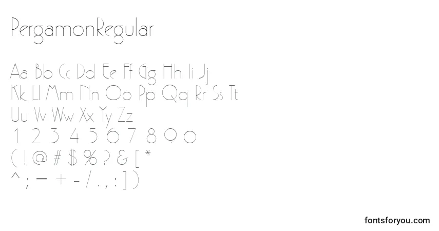 PergamonRegular Font – alphabet, numbers, special characters