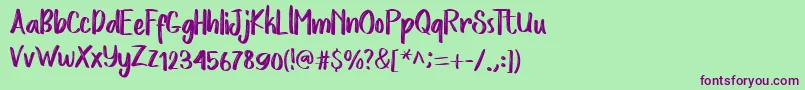 LoveStoryRough-fontti – violetit fontit vihreällä taustalla