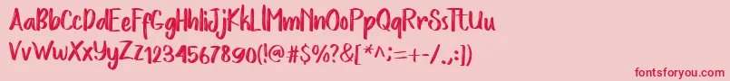 フォントLoveStoryRough – ピンクの背景に赤い文字