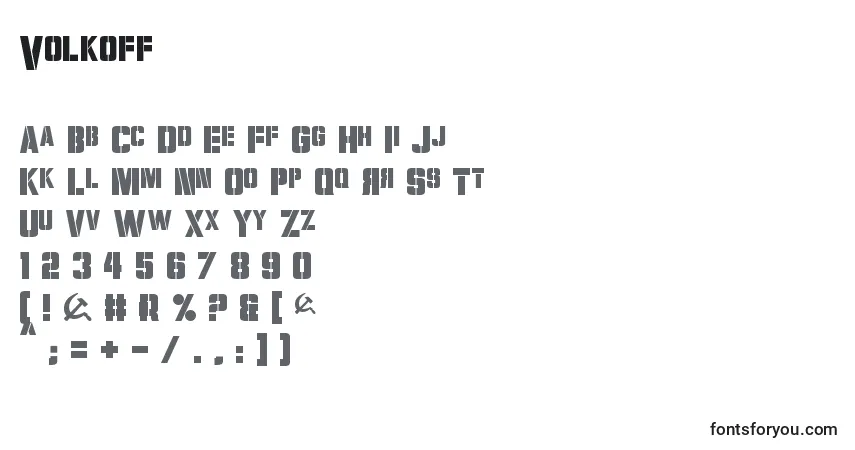 Czcionka Volkoff – alfabet, cyfry, specjalne znaki