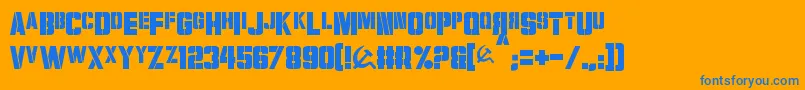 Czcionka Volkoff – niebieskie czcionki na pomarańczowym tle