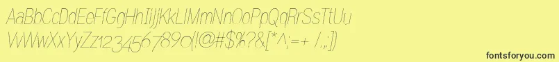 フォントGramItalic – 黒い文字の黄色い背景