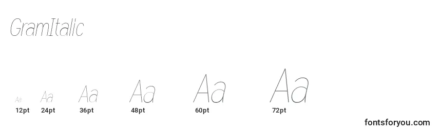 GramItalic Font Sizes