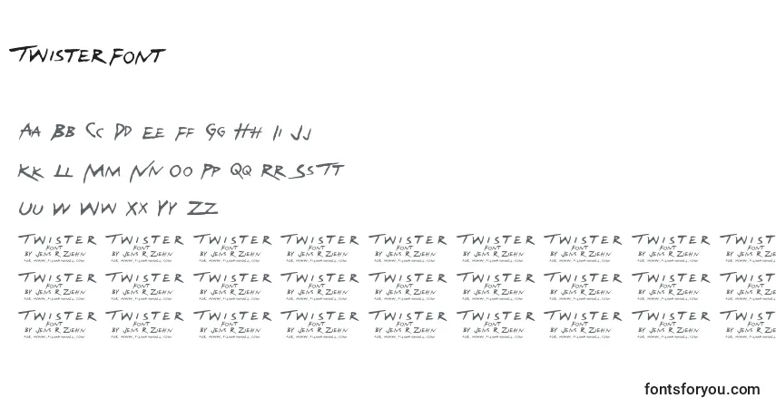 TwisterFont-fontti – aakkoset, numerot, erikoismerkit