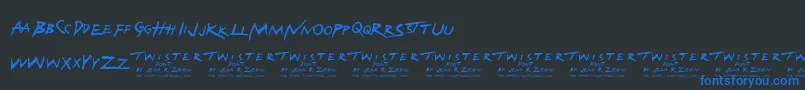 TwisterFont-fontti – siniset fontit mustalla taustalla