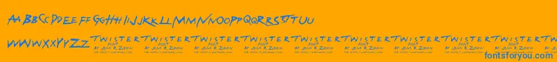 TwisterFont-Schriftart – Blaue Schriften auf orangefarbenem Hintergrund