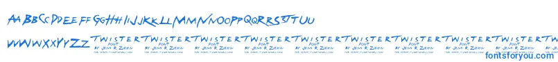 TwisterFont-Schriftart – Blaue Schriften auf weißem Hintergrund