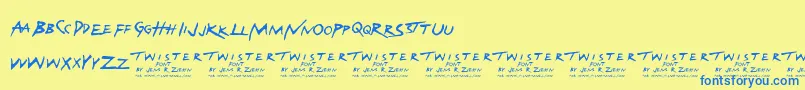 TwisterFont-fontti – siniset fontit keltaisella taustalla