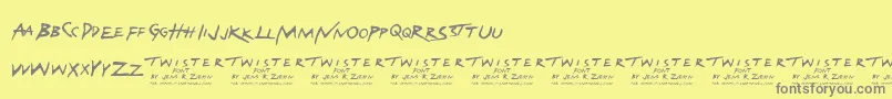 フォントTwisterFont – 黄色の背景に灰色の文字