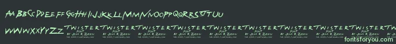 TwisterFont-fontti – vihreät fontit mustalla taustalla