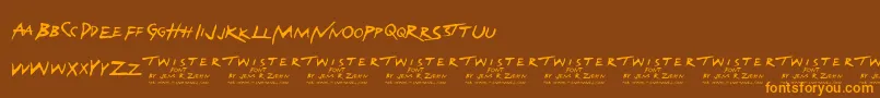 TwisterFont-fontti – oranssit fontit ruskealla taustalla