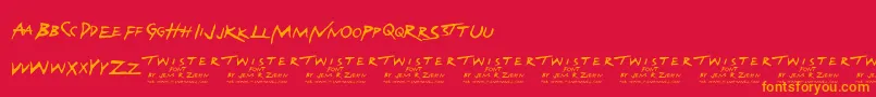 Fonte TwisterFont – fontes laranjas em um fundo vermelho