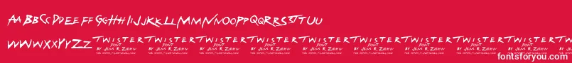 TwisterFont-fontti – valkoiset fontit punaisella taustalla