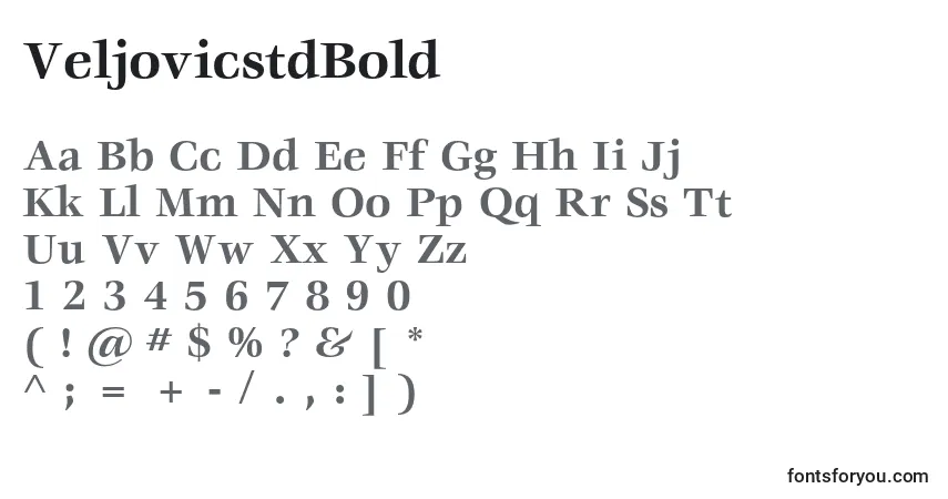 A fonte VeljovicstdBold – alfabeto, números, caracteres especiais
