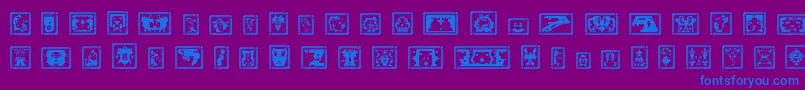 フォントTestamentBFormaldhyde11 – 紫色の背景に青い文字