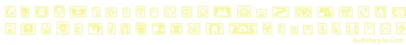 TestamentBFormaldhyde11-fontti – keltaiset fontit valkoisella taustalla