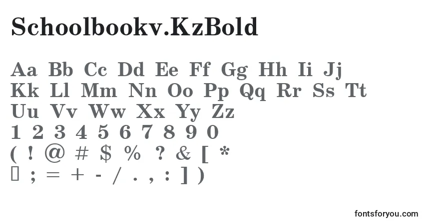 Czcionka Schoolbookv.KzBold – alfabet, cyfry, specjalne znaki
