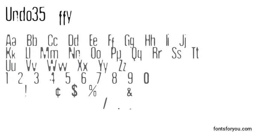 A fonte Undo35 ffy – alfabeto, números, caracteres especiais