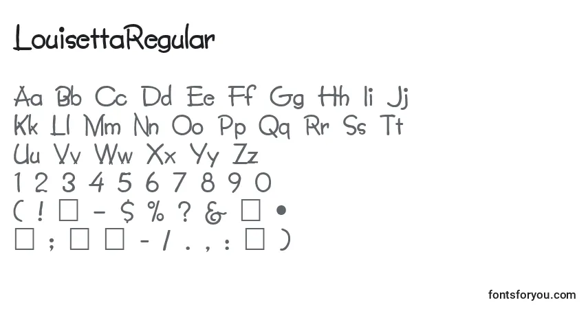Шрифт LouisettaRegular – алфавит, цифры, специальные символы