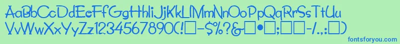 LouisettaRegular-fontti – siniset fontit vihreällä taustalla