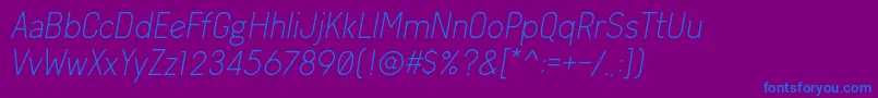 ArvinLightItalic Font – Blue Fonts on Purple Background