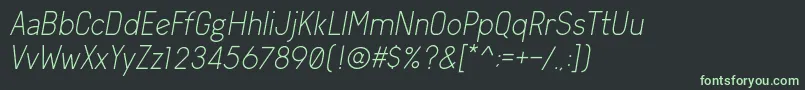 Czcionka ArvinLightItalic – zielone czcionki na czarnym tle