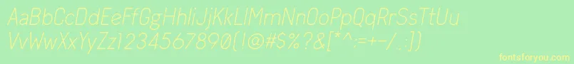 ArvinLightItalic Font – Yellow Fonts on Green Background