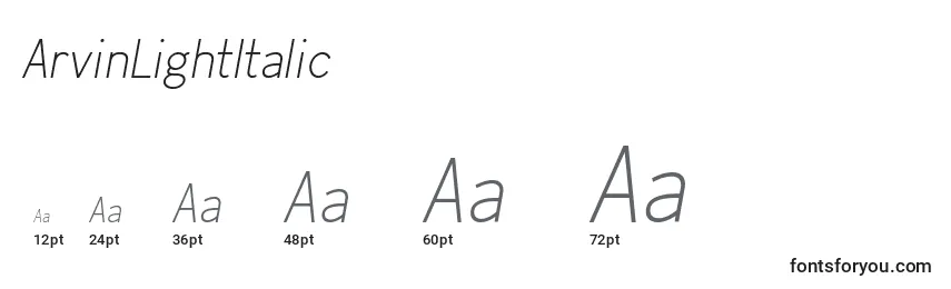ArvinLightItalic Font Sizes
