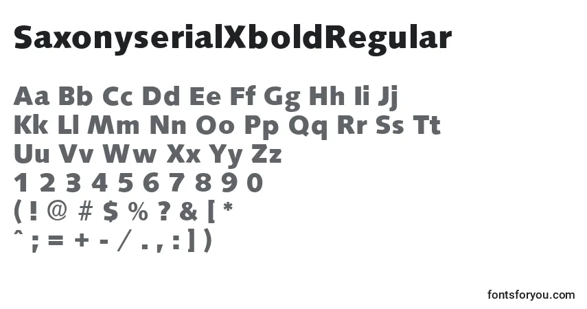 A fonte SaxonyserialXboldRegular – alfabeto, números, caracteres especiais