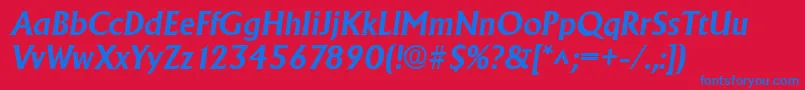 AdelonBoldItalic Font – Blue Fonts on Red Background