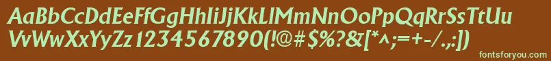 AdelonBoldItalic Font – Green Fonts on Brown Background