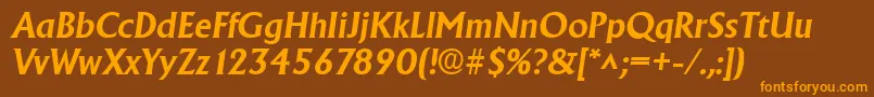 AdelonBoldItalic Font – Orange Fonts on Brown Background
