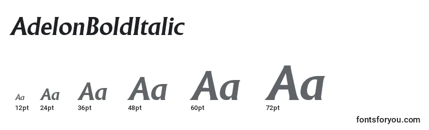 Größen der Schriftart AdelonBoldItalic