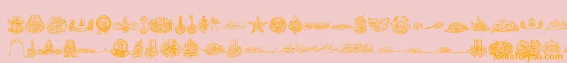 Besmellah2-Schriftart – Orangefarbene Schriften auf rosa Hintergrund