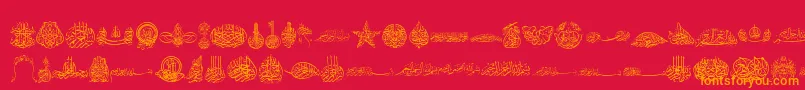 Fonte Besmellah2 – fontes laranjas em um fundo vermelho