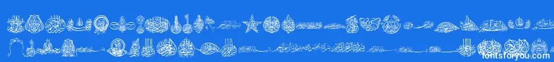 Besmellah2-Schriftart – Weiße Schriften auf blauem Hintergrund