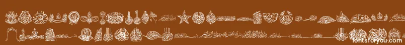 Besmellah2-Schriftart – Weiße Schriften auf braunem Hintergrund