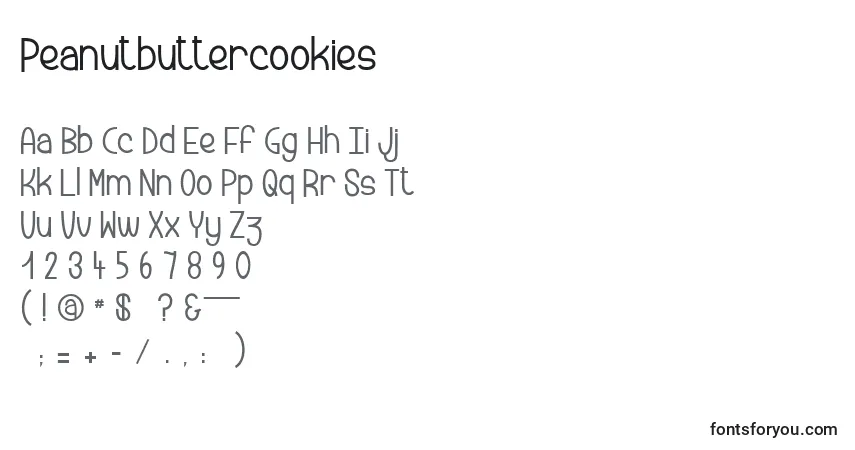 Schriftart Peanutbuttercookies – Alphabet, Zahlen, spezielle Symbole