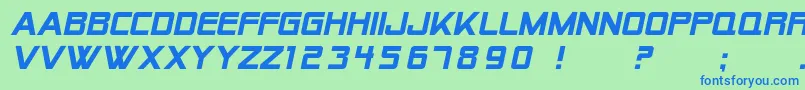 SfAlienEncountersSolidItalic-Schriftart – Blaue Schriften auf grünem Hintergrund